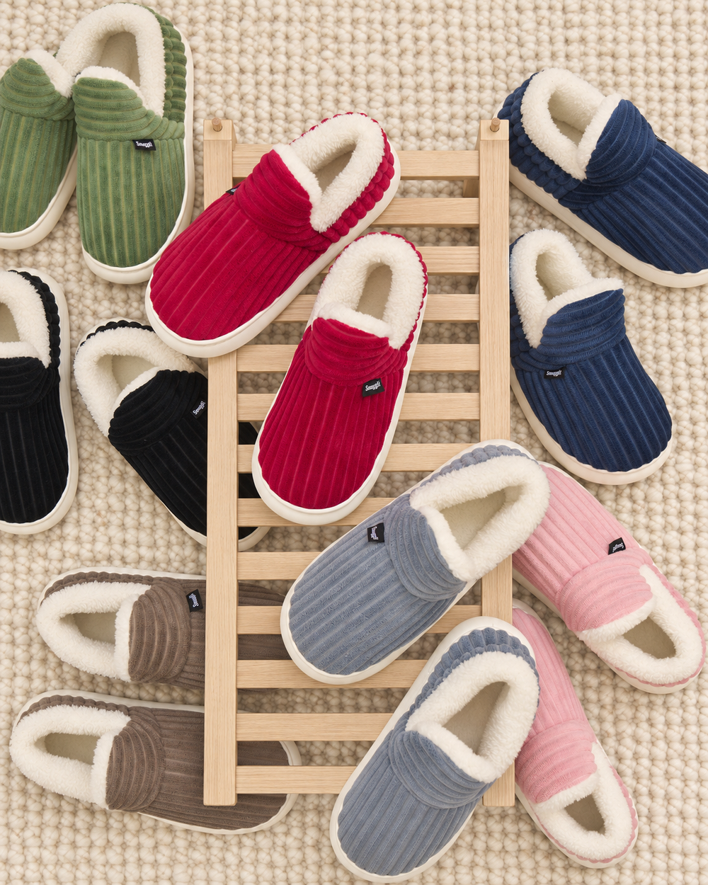 Green Snuggli slippers with a soft cream lining